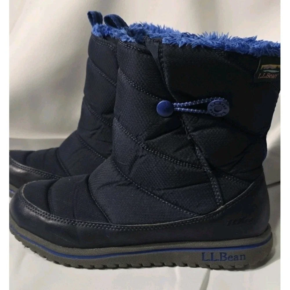 L.L Bean Boots Girls 4 Blue Ultralight Cozy Fleece Lining Winter Snow Youth Kids